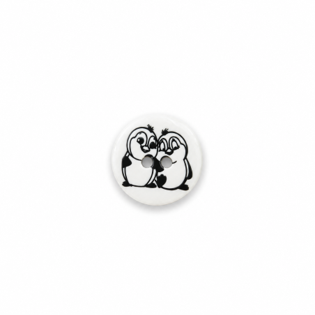 Button 15mm - penguin pair white