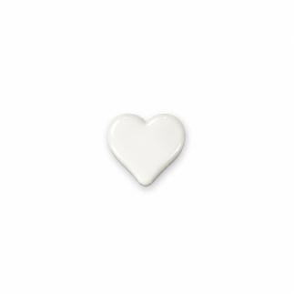 Button - Heart white 23mm