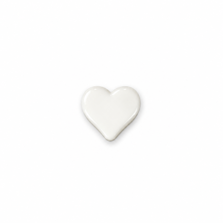 Button - Heart white 23mm