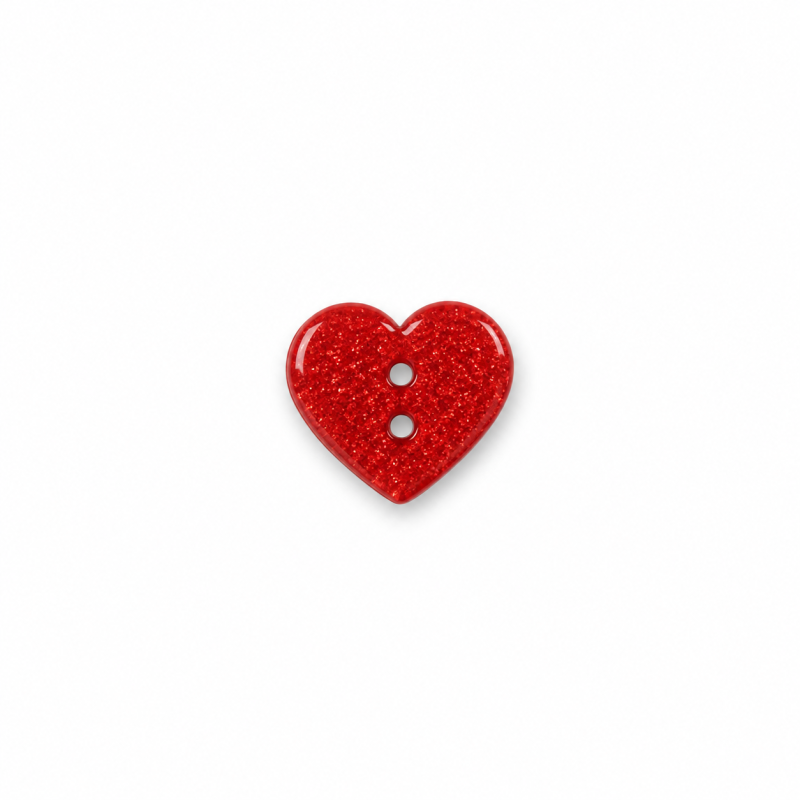 Knopf - Glitzer-Herz rot 13mm