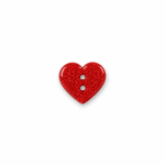 Knopf - Glitzer-Herz rot 13mm