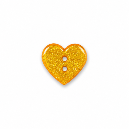 Button - Glitter Heart Gold 13mm