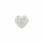 Knopf - Glitzer-Herz weiss 13mm