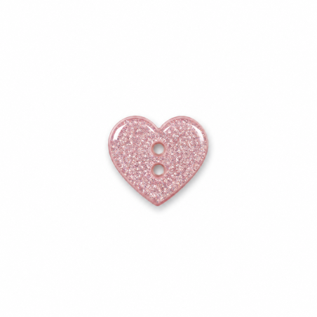Button - Glitter Heart old pink 13mm