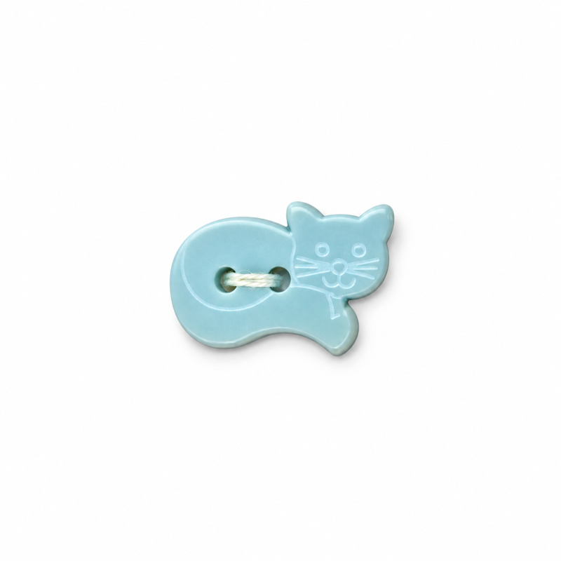 Button - Kitty light blue