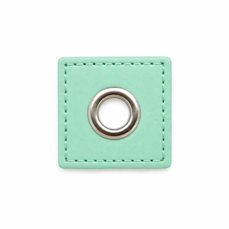 Eyelet patches - light mint 8mm silver
