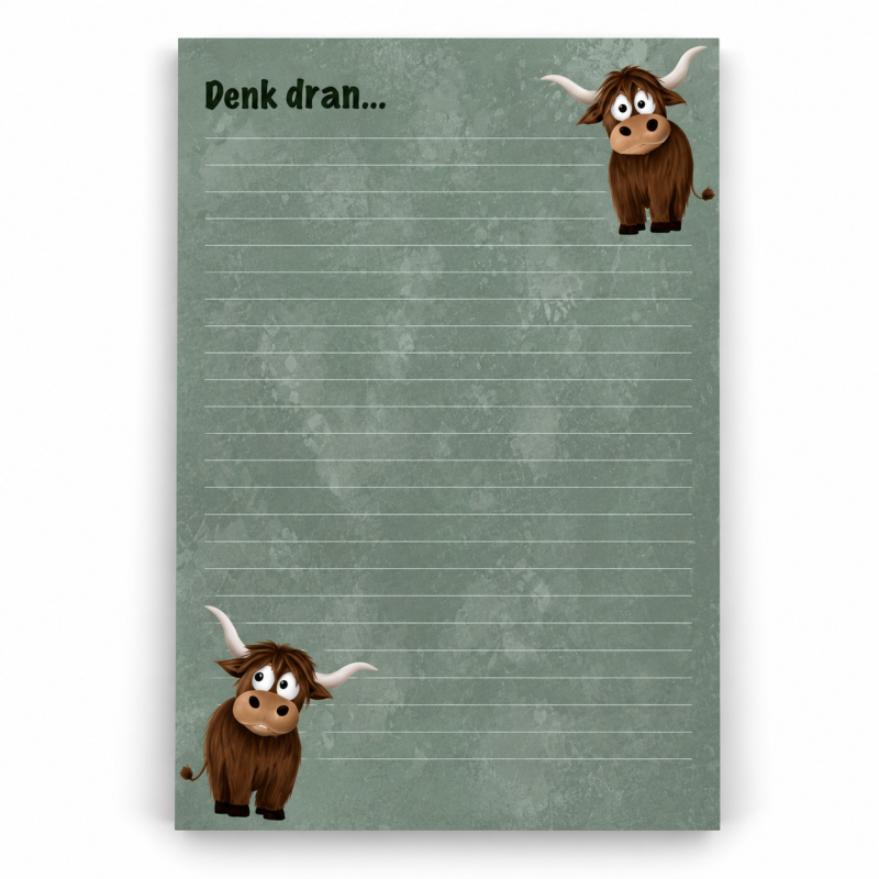 A5 notepad - Highland cattle forest green A5 notepad - Highland cattle forest green