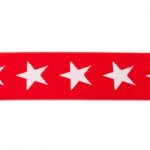 Elastic band with stars 40mm white on red