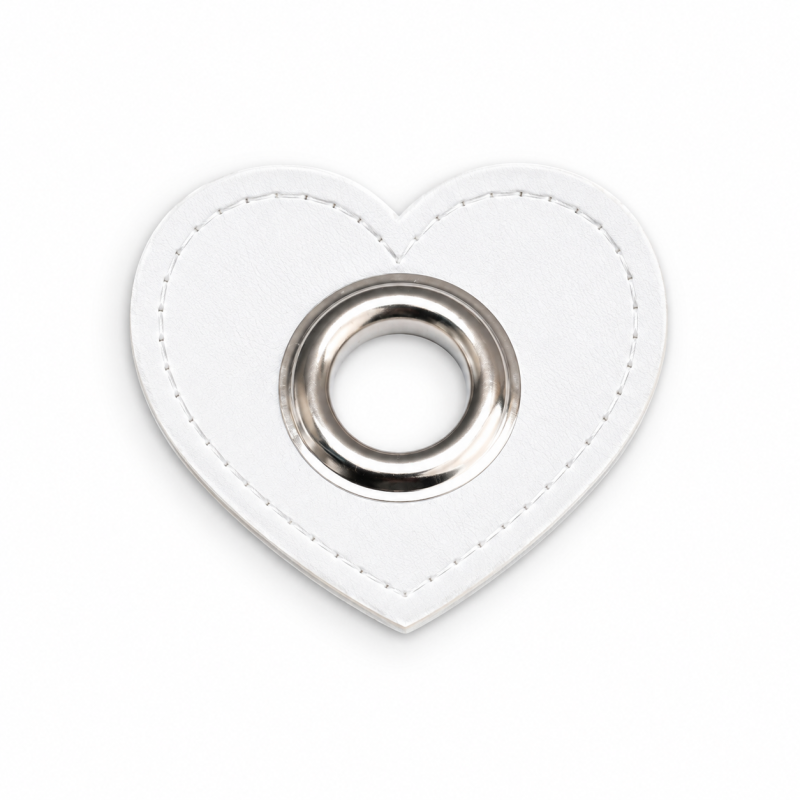 Patchs à œillets - Cœur blanc 12 mm argent