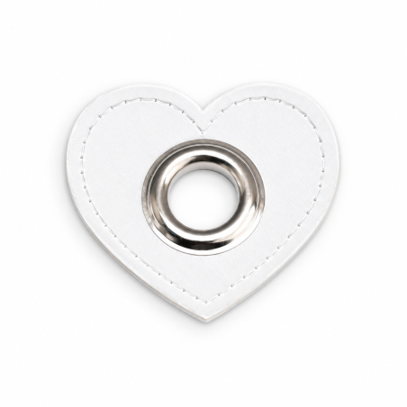 Patchs à œillets - Cœur blanc 12 mm argent