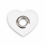 Patchs à œillets - Cœur blanc 12 mm argent