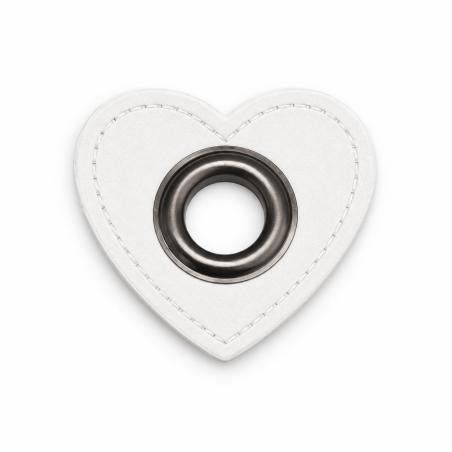 Patchs à œillets - Cœur blanc 12 mm bronze