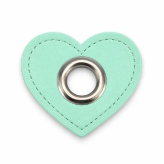Patchs à œillets - Cœur menthe 12 mm argent