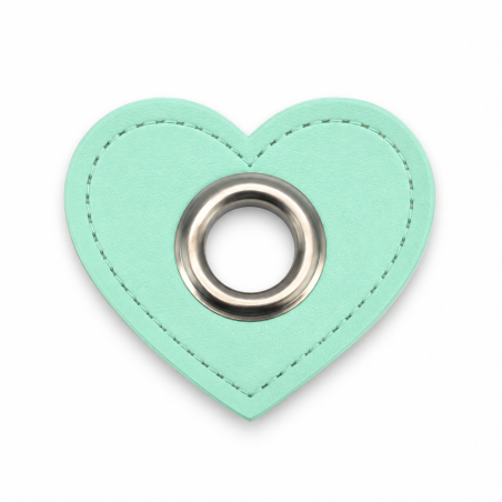Patchs à œillets - Cœur menthe 12 mm argent