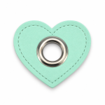 Patchs à œillets - Cœur menthe 12 mm argent Patchs à œillets - Cœur menthe 12 mm argent