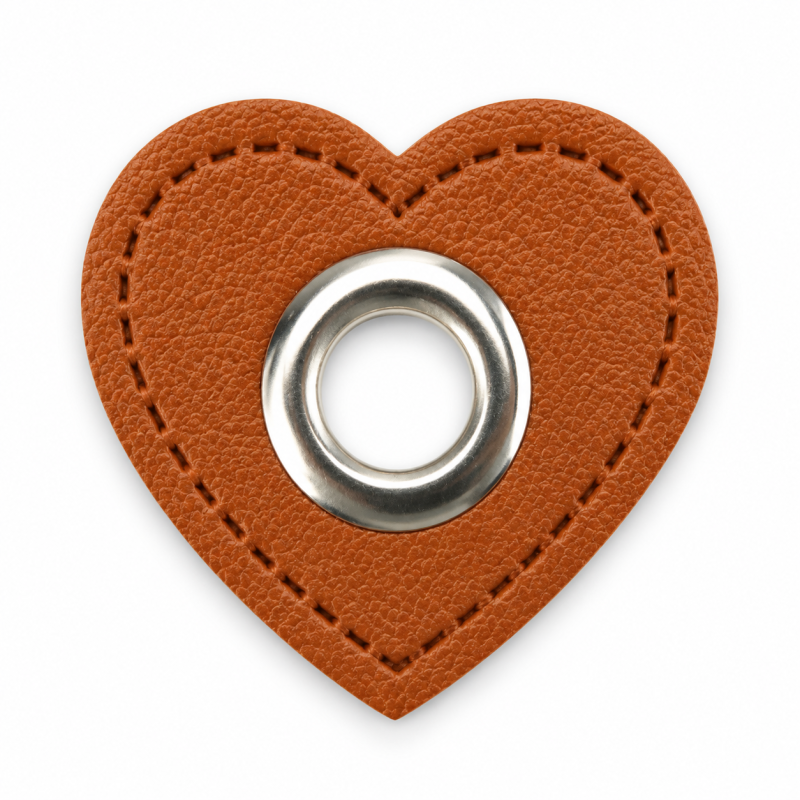 Patchs à œillets - cœur marron / argent Patchs à œillets - cœur marron / argent
