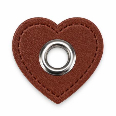 Patchs à œillets - Cœur marron foncé 8 mm argent