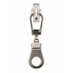 Zipper pull, metal (with hole), silver Zipper pull, metal (with hole), silver