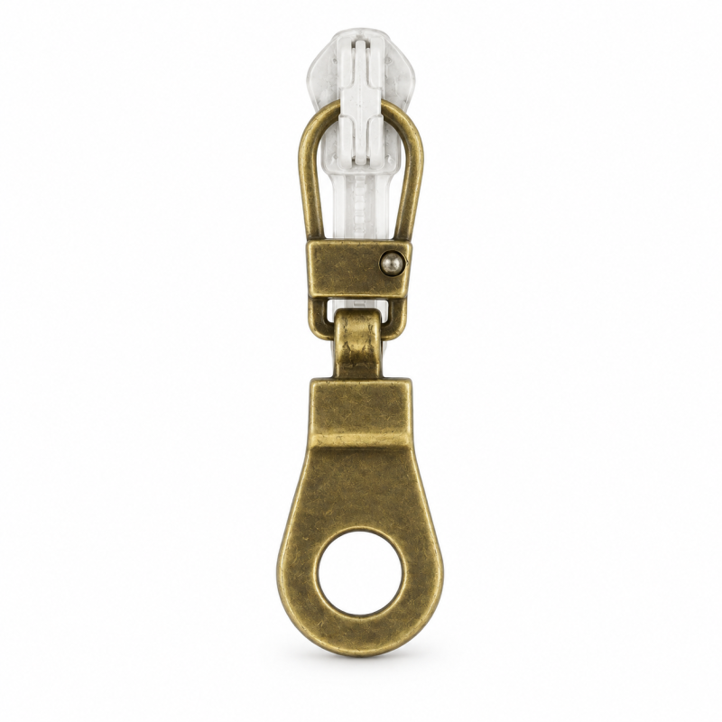 Metal zipper pull (with hole), brass Metal zipper pull (with hole), brass