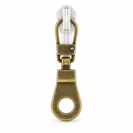 Metal zipper pull (with hole), brass
