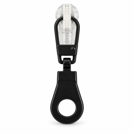 Zipper pull, metal (with hole), matte black
