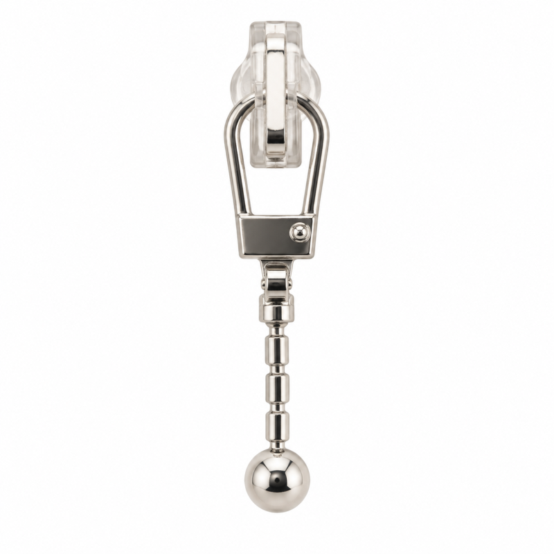 Zipper charm, metal ball, silver Zipper charm, metal ball, silver