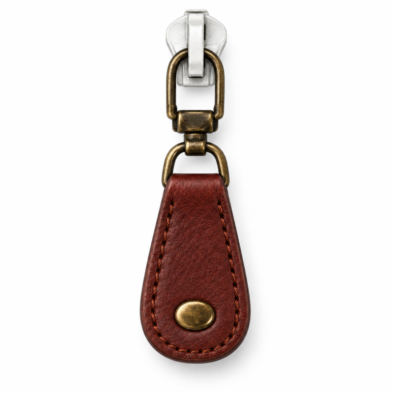 Zipper pendant leather brown