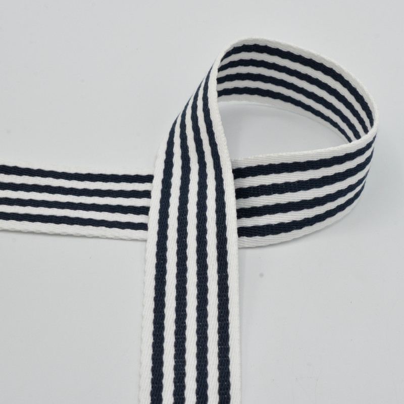 Bag webbing strip 40mm - white/navy Bag webbing strip 40mm - white/navy