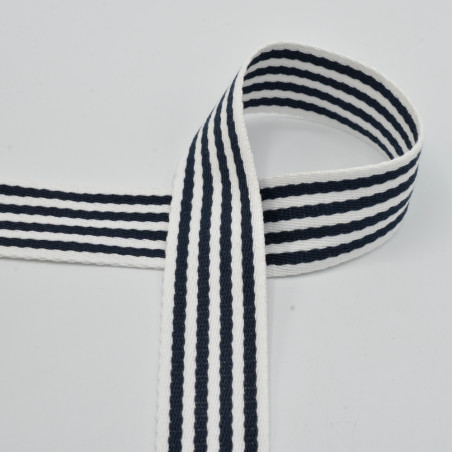 Bag webbing strip 40mm - white/navy