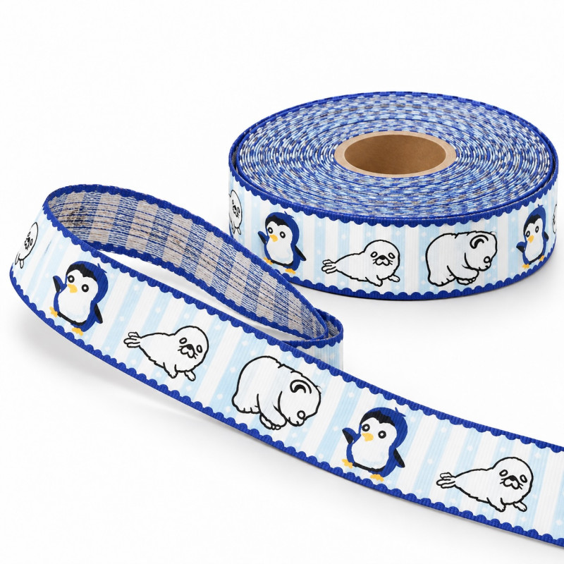 Webband - Eisbär, Pinguin, Seehund hellblau