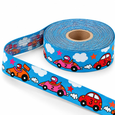 Bracelet Web - Voitures de course turquoise