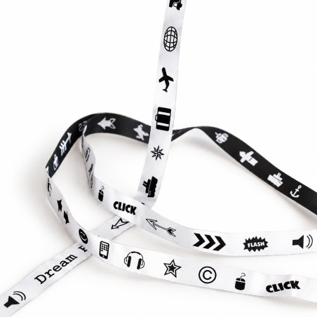 Woven ribbon - sign language silver-grey