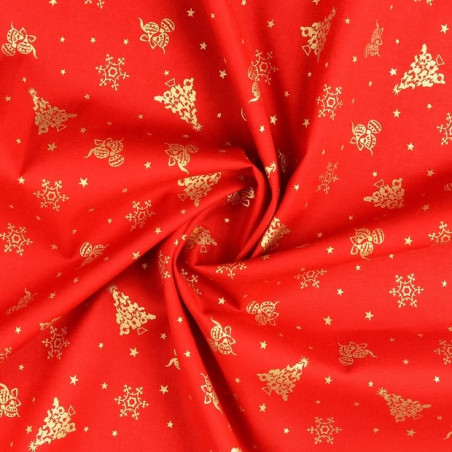 Baumwolle - Weihnachtsbäume rot