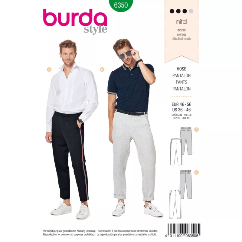 Burda Schnittmuster, Hose Herren