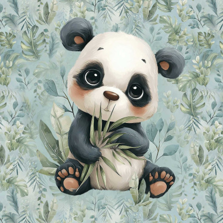 french terry - Panda bleu doux 40 x 50 cm