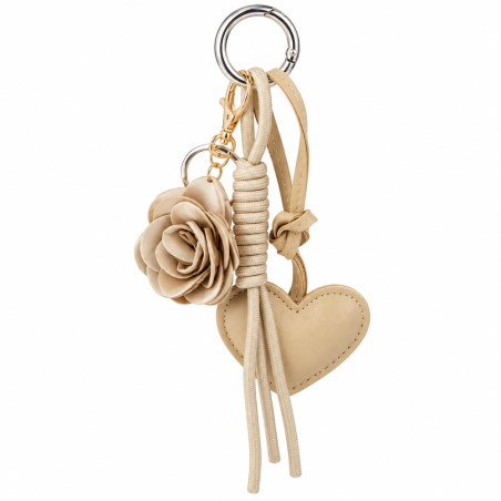 Bag Charm - Rose und Herz beige