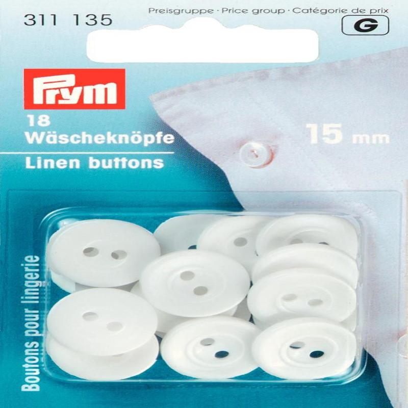 Prym laundry buttons white 15mm