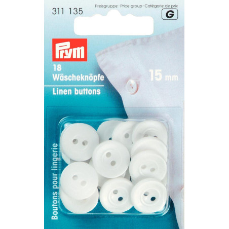 Boutons à linge Prym blancs 15 mm