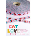 Woven ribbon - Cat Love Pink