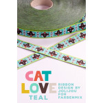 Ruban tissé - Cat Love Teal