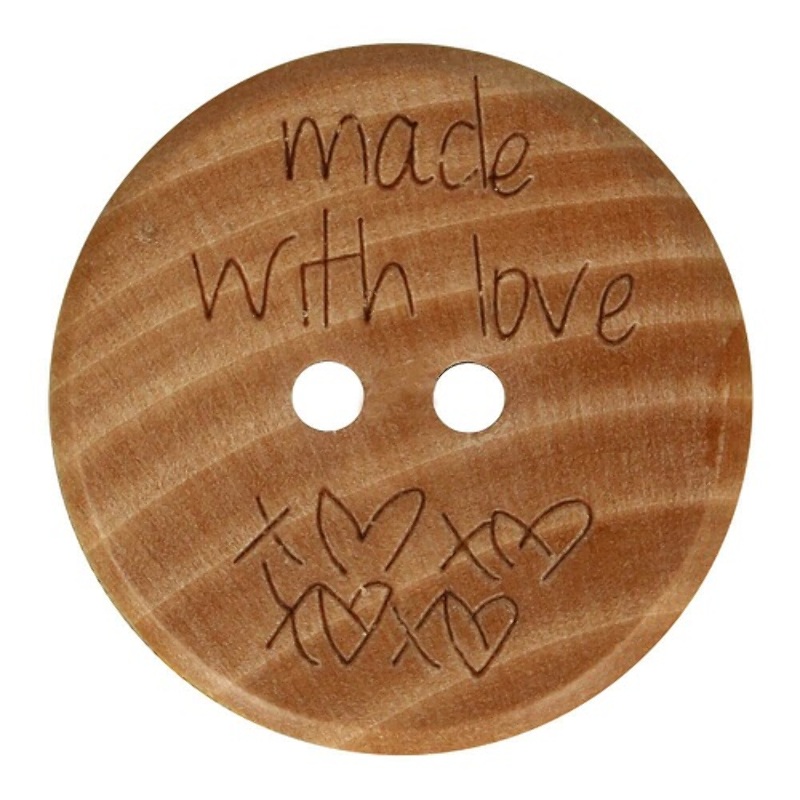 Bouton en bois fait avec amour 20 mm