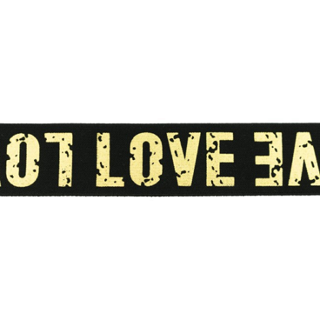 Elastic band 40mm Love black/gold