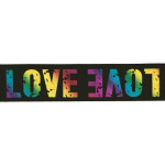 Elastic ribbon 40mm Love rainbow on black