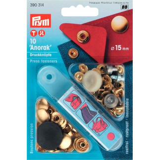 Prym Anorak Druckknopf 15mm gold (314)