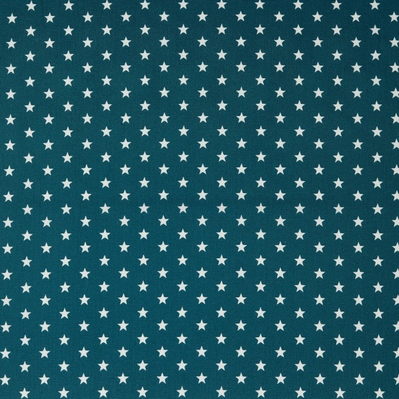 Popeline de coton - étoiles pétrole (v)