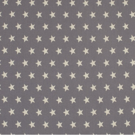 Popeline de coton - gris étoiles (v)