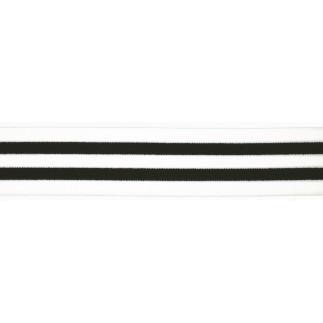 Gummiband 40mm Stripe schwarz / weiss (qt)