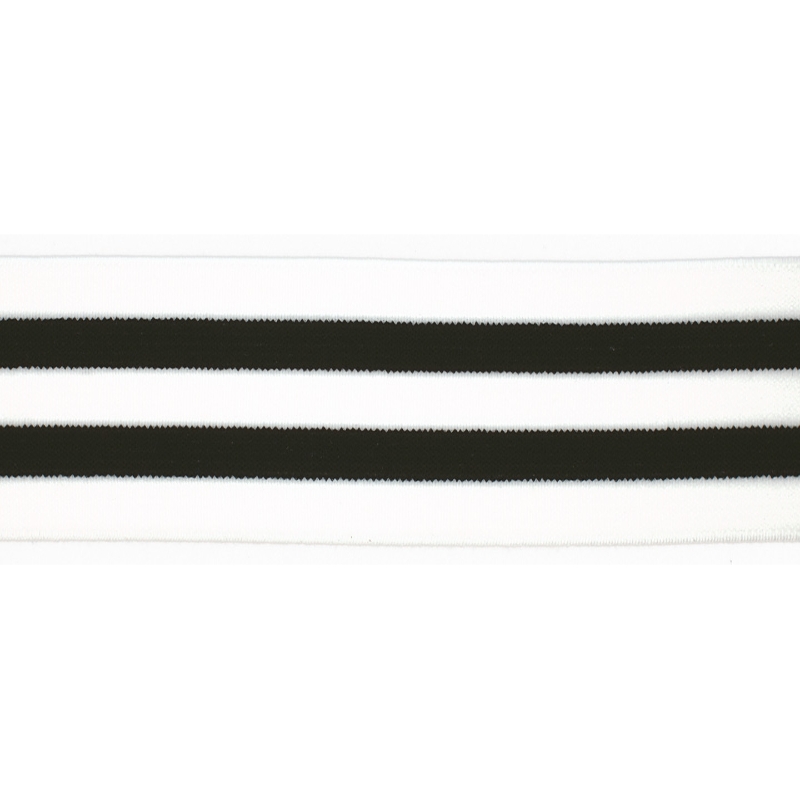 Elastic ribbon 40mm stripe black / white (qt)