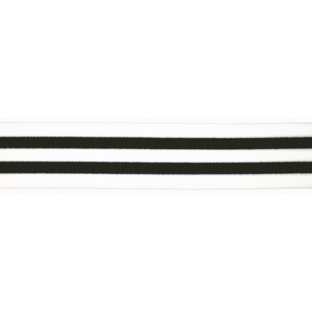 Gummiband 40mm Stripe schwarz / weiss (qt)