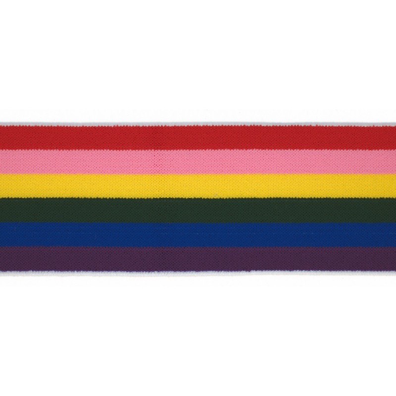 Elastic ribbon 40mm stripe rainbow